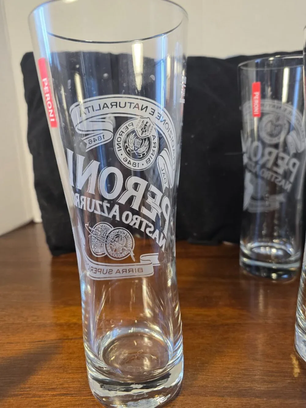Peroni Nastro Azzurro Etched Beer Glasses set of 6